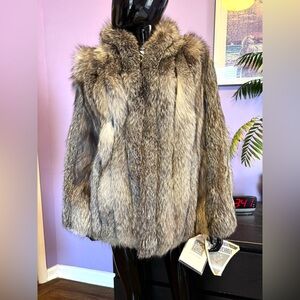 Marvin Richards Saga Fox Crystal silver fox fur coat M